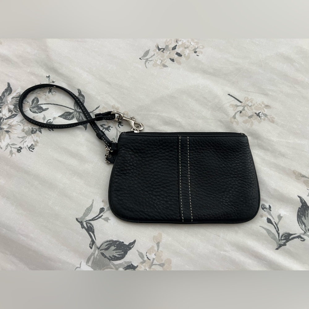 Coach Black Wristlet with Stitch Detail